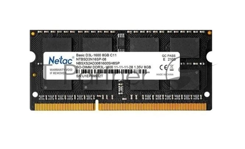 Оперативная память 8Gb DDR-III 1600MHz Netac SO-DIMM (NTBSD3N16SP-08)