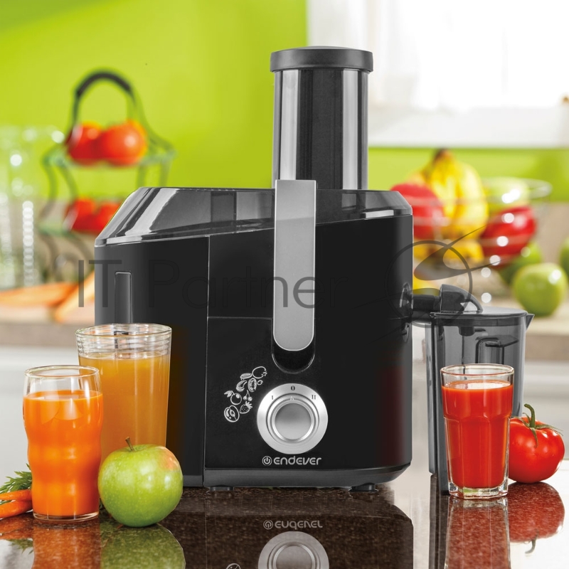 Соковыжималка центробежного типа электрическая Endever Sigma 77, черный/стальной, 1800 Вт, 15 000 об/мин, два уровня скорости, 2 шт./уп.