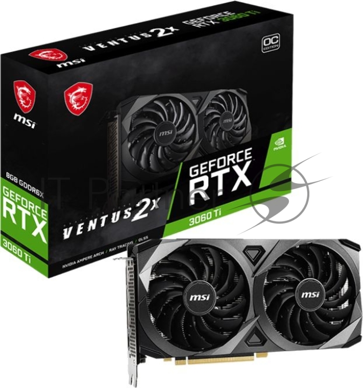 Видеокарта MSI PCI-E 4.0 RTX 3060 Ti VENTUS 2X 8GD6X OC NVIDIA GeForce RTX 3060Ti 8192Mb 256 GDDR6X 1695/19000 HDMIx1 DPx3 HDCP Ret