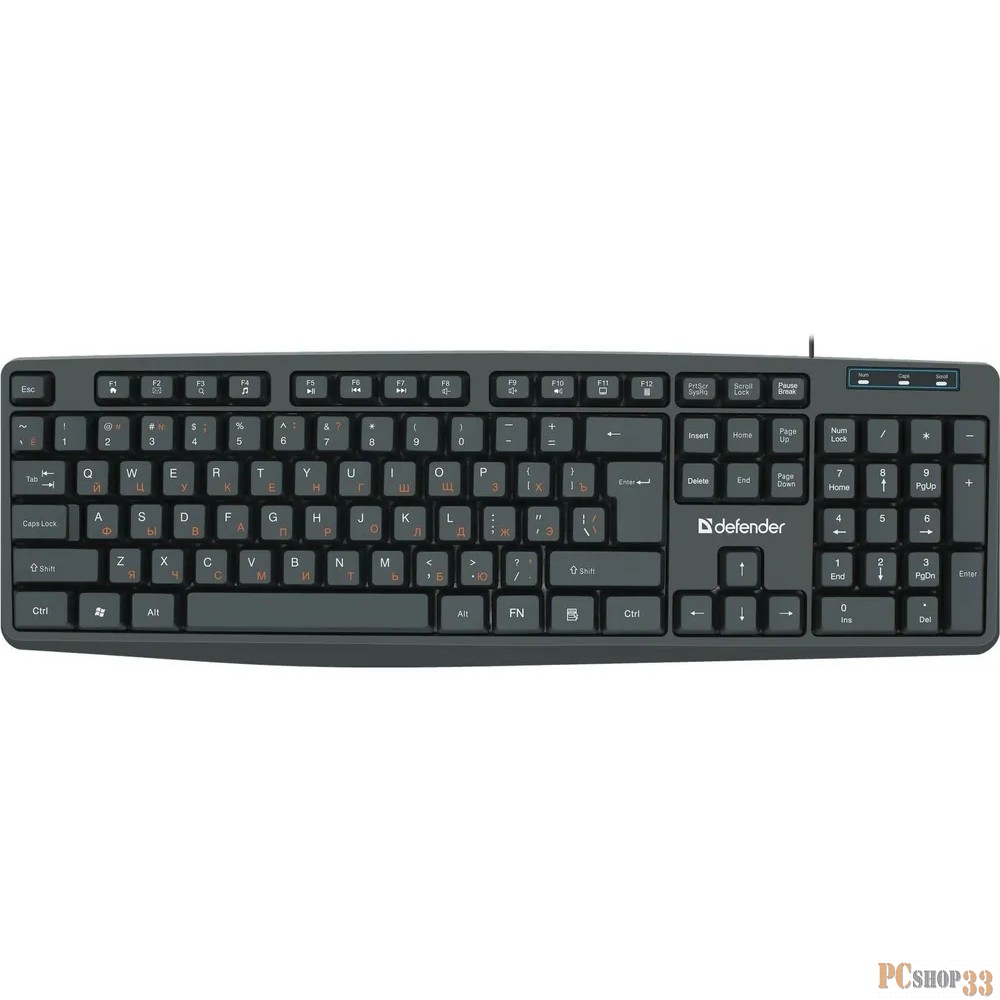 Клавиатура проводная Defender Concept HB-164 RU,черный,104+FN,1.8м