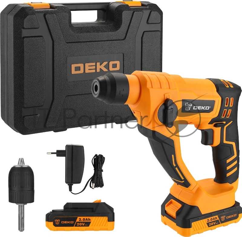 Перфоратор Deko DKCH20 патрон:SDS-plus уд.:1.2Дж 40Вт аккум. (кейс в комплекте)