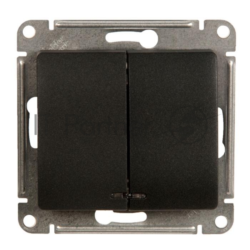 Выключатель двухклавишный с подсветкой антрацит серия GLOSSA Schneider Electric GSL000753