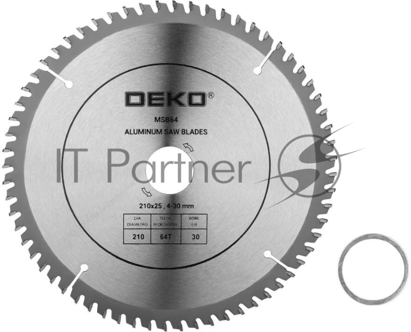 Диск пильный по алюм. Deko MSB64 (063-4350) d=210мм d(посад.)=30мм (циркулярные пилы) (упак.:25шт)