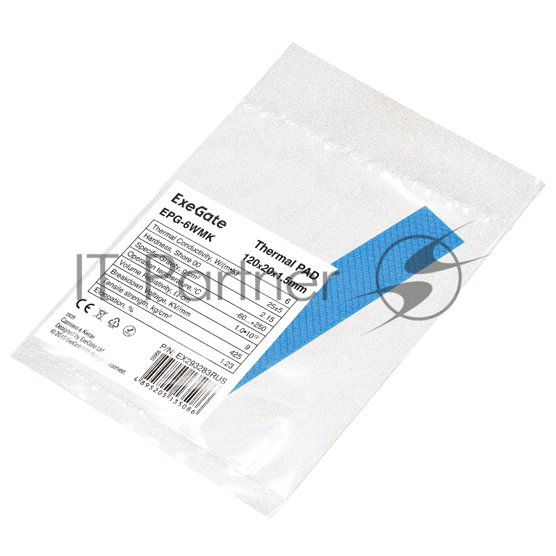 Термопрокладка ExeGate EPG-6WMK (120x20x1.5 mm, 6 Вт/ (м•К))
