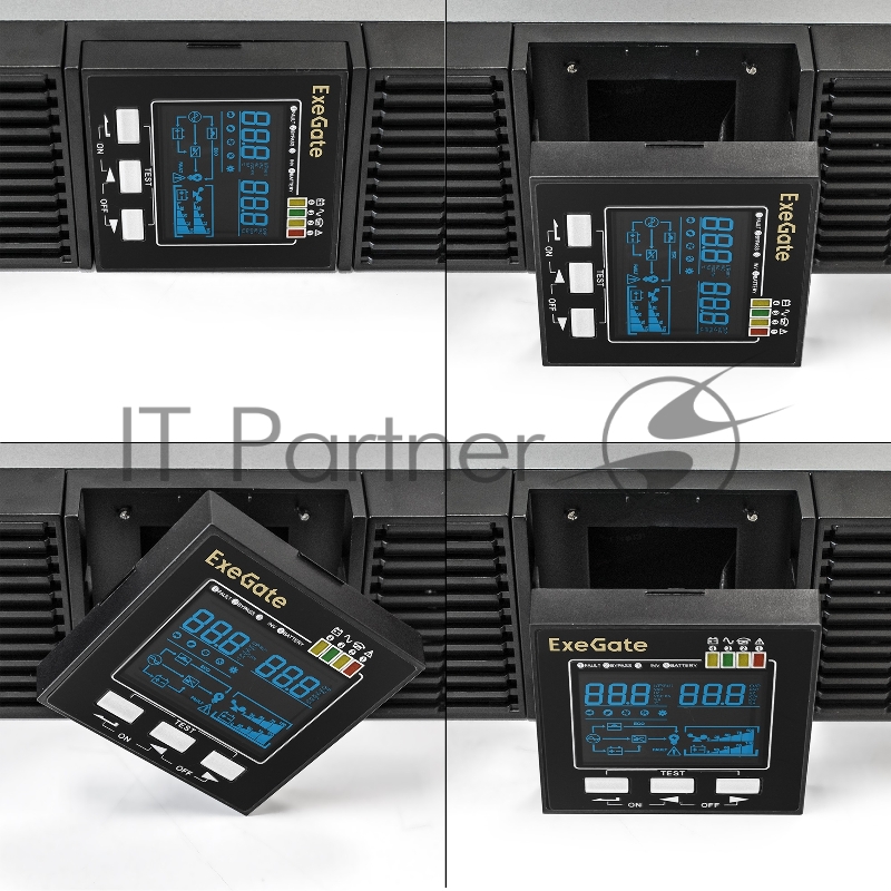 ИБП On-line ExeGate PowerExpert ULS-3000.LCD.AVR.1SH.2C13.USB. <3000VA/3000W, On-Line, PF=1, LCD, 1*Schuko+2*C13, RS232, USB, SNMP-slot, Rackmount 2U/Tower, металлический корпус, Black>