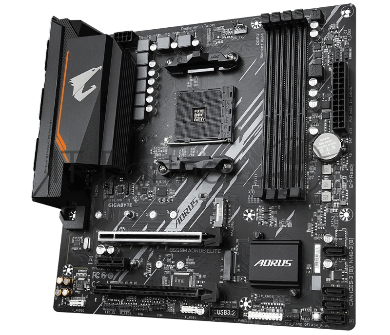 Материнская плата GIGABYTE B550M AORUS ELITE / AMD B550 AM4 4xDDR4-4733 2xM.2 4xSATA DVI-D HDMI / mATX