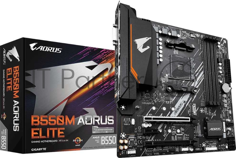Материнская плата GIGABYTE B550M AORUS ELITE / AMD B550 AM4 4xDDR4-4733 2xM.2 4xSATA DVI-D HDMI / mATX