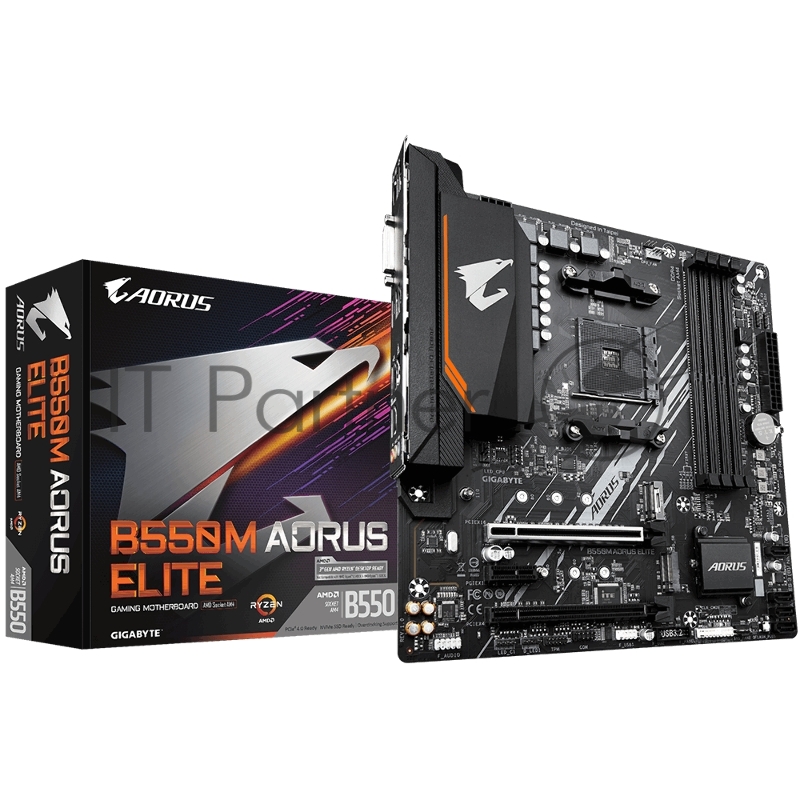 Материнская плата GIGABYTE B550M AORUS ELITE / AMD B550 AM4 4xDDR4-4733 2xM.2 4xSATA DVI-D HDMI / mATX
