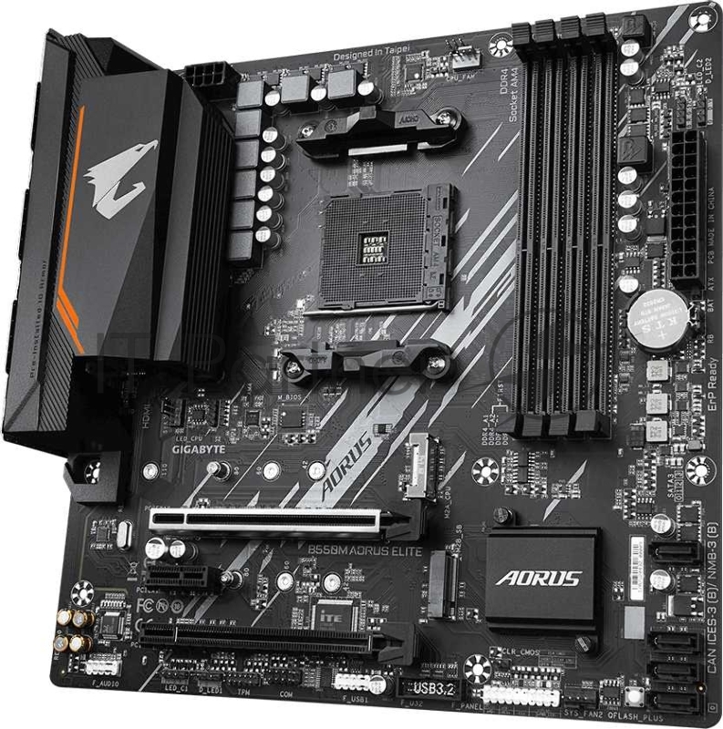 Материнская плата GIGABYTE B550M AORUS ELITE / AMD B550 AM4 4xDDR4-4733 2xM.2 4xSATA DVI-D HDMI / mATX