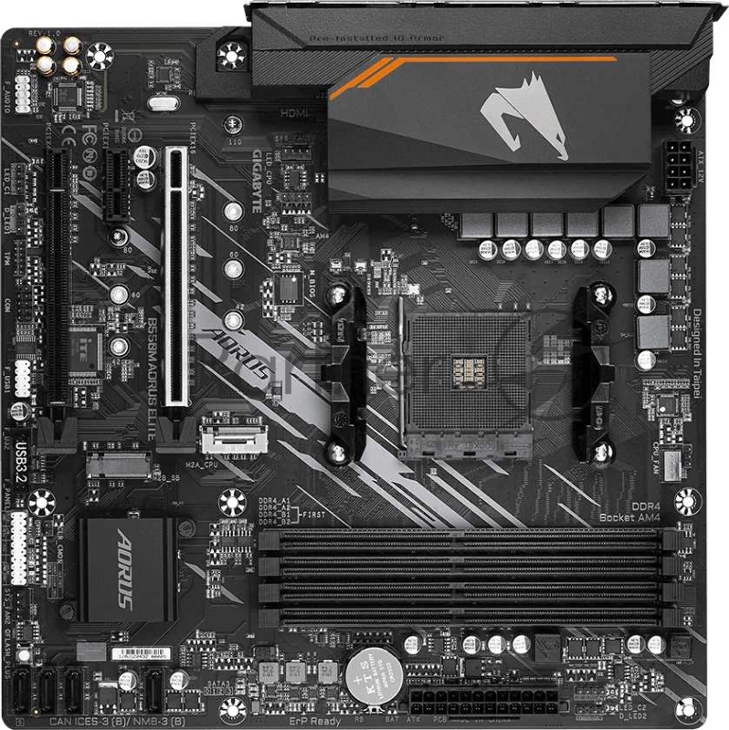 Материнская плата GIGABYTE B550M AORUS ELITE / AMD B550 AM4 4xDDR4-4733 2xM.2 4xSATA DVI-D HDMI / mATX