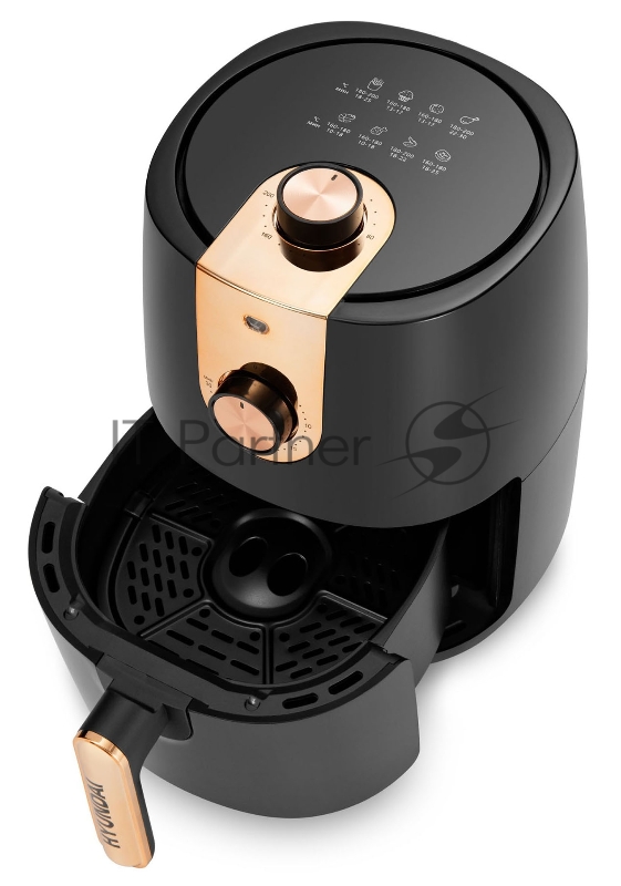 Аэрогриль Hyundai HYF-2057 1000Вт черный/серебристый