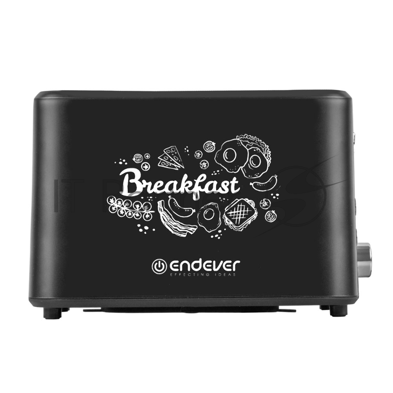 Тостер электрический ENDEVER Skyline ST-123, мощность 800 Вт, цвет черный/стальной, 7 степеней подж, съемный трафарет для рисунка-чашка кофе, 6 шт/уп