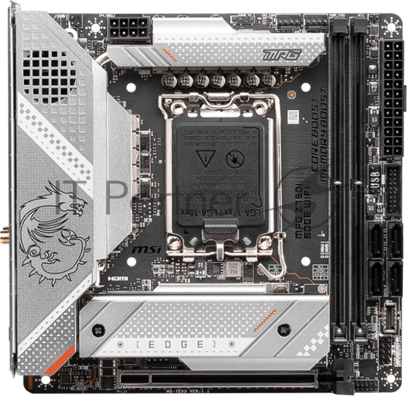 Материнская плата MSI MPG Z790I EDGE WIFI, Z790, LGA1700, 2DDR5, 1PCIEx16, 3M.2, 4SATA3