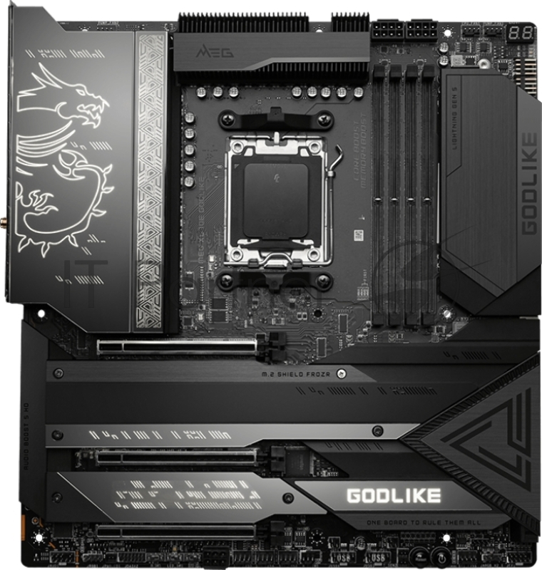 Материнская плата MSI MEG X670E GODLIKE, AM5,4DDR5,3PCI - Ex16,4M.2,8SATA3,3USB 3.2 Gen2x2,8USB3.2 Gen2,4USB3 (010122)