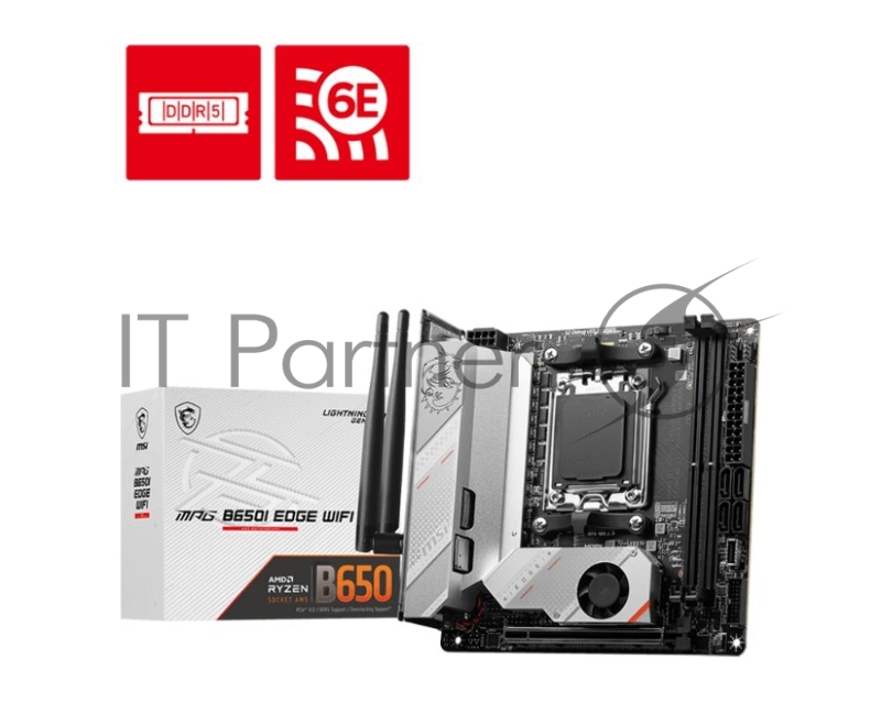 Материнская плата MSI MPG B650I EDGE WIFI, AM5,2DDR5,1PCIEx16,2M.2,4SATA3 20G,4USB 10G,4USB 5G,2USB2 (010146)