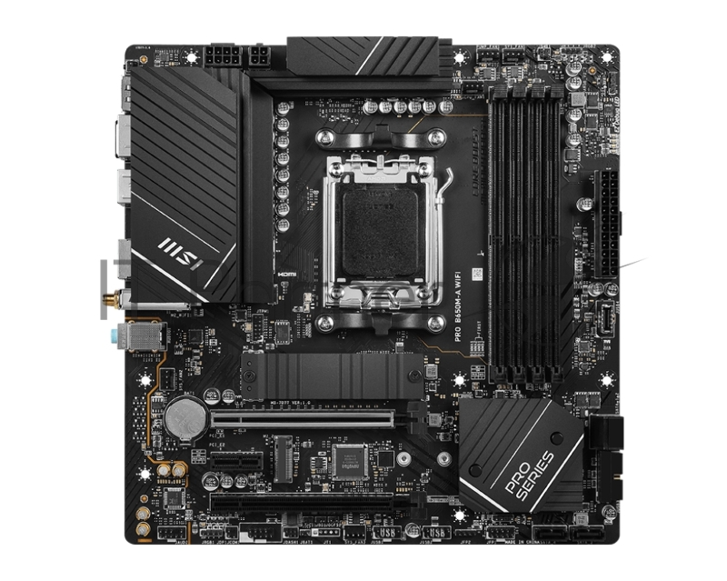 Материнская плата MSI PRO B650M-A WIFI, B650, AM5, 4DDR5, 2PCI - Ex16, 1PCIEx1, 2M.2, 4SATA3