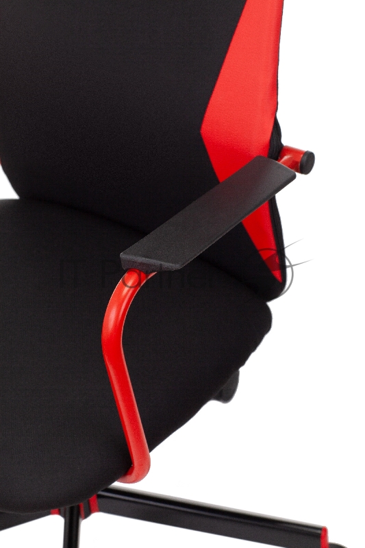 Кресло игровое Zombie ONE черный/красный сиденье черный текстиль/эко.кожа с подголов. крестов. металл