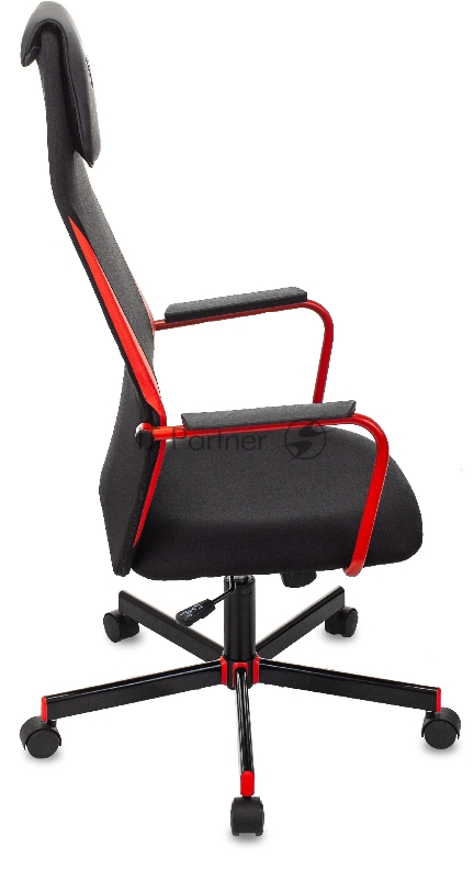 Кресло игровое Zombie ONE черный/красный сиденье черный текстиль/эко.кожа с подголов. крестов. металл