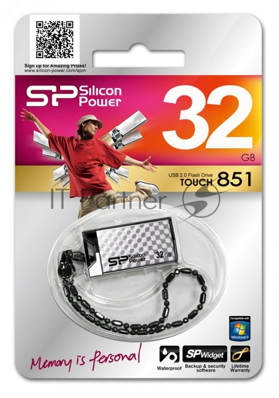Флеш Диск Silicon Power 32Gb Touch 851 SP032GBUF2851V1S USB2.0 серебристый