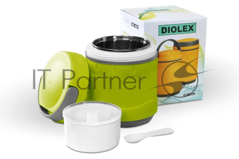 Термос Diolex DXС-1200-2G 1200 мл зеленый, пищевой пластик. с колбой из нерж. стали