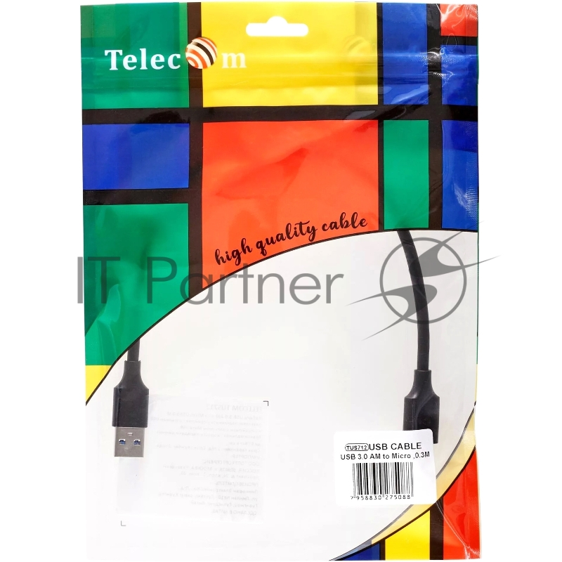 Кабель соединительный Telecom TUS712-0.3M USB3.0 Am-MicroBm 0.3m Telecom (TUS712-0.3M)