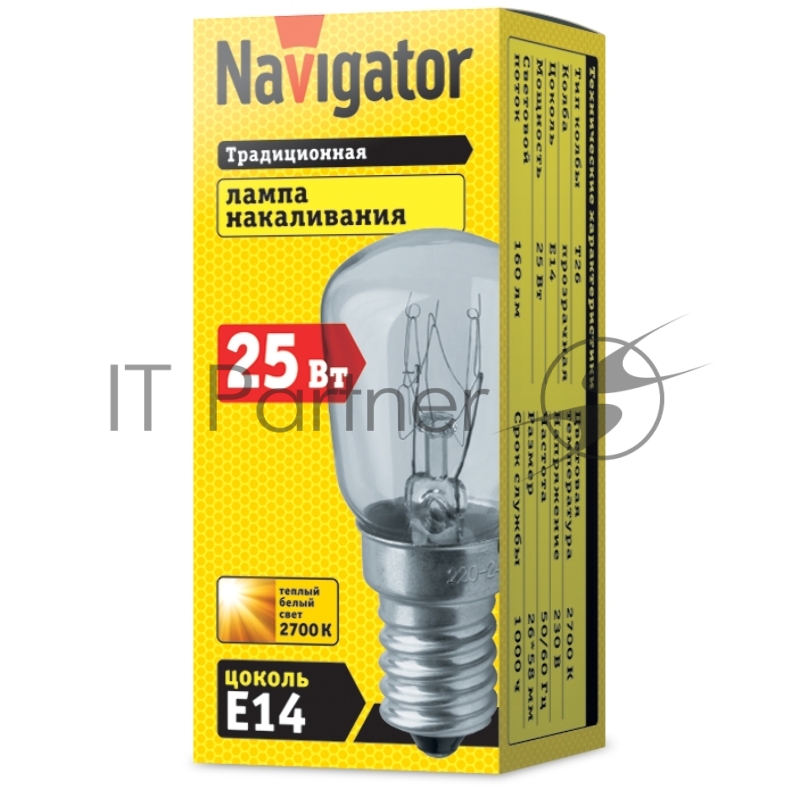 Лампа накаливания 61 204 NI-T26-25-230-E14-CL Navigator 61204