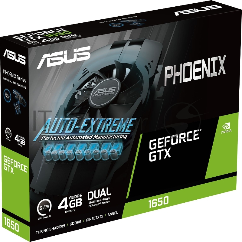 Видеокарта Asus PCI-E PH-GTX1650-4GD6-P-V2 NVIDIA GeForce GTX 1650 4096Mb 128 GDDR6 1590/8002 DVIx1 HDMIx1 DPx1 HDCP Ret