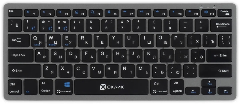 Клавиатура Оклик 835S черный/серый USB беспроводная BT/Radio slim Multimedia (1696467)