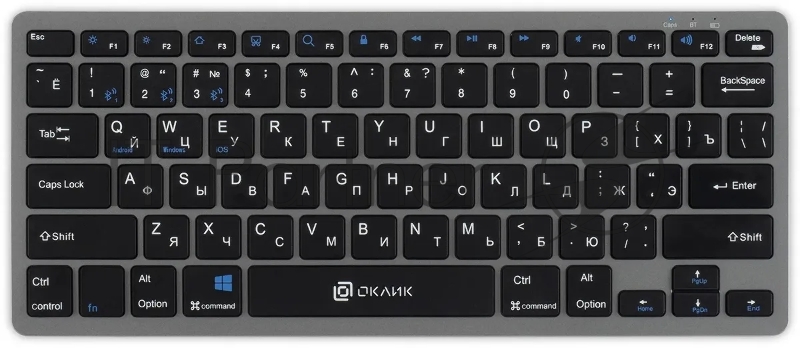 Клавиатура Оклик 835S черный/серый USB беспроводная BT/Radio slim Multimedia (1696467)