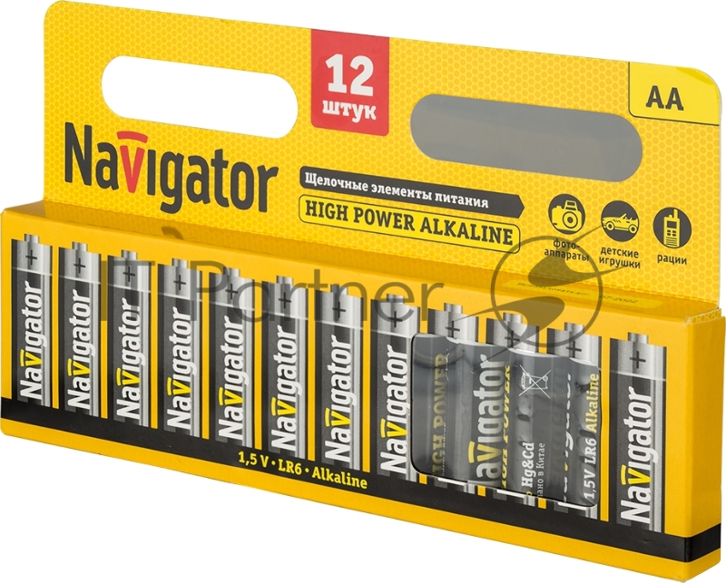 Элемент питания алкалиновый AA/LR6 94 782 NBT-NE-LR6-BP12 (блист.12шт) NAVIGATOR 94782