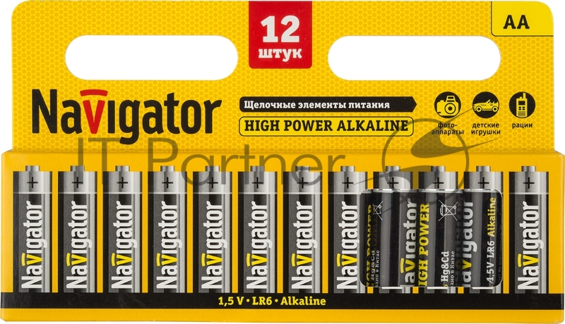 Элемент питания алкалиновый AA/LR6 94 782 NBT-NE-LR6-BP12 (блист.12шт) NAVIGATOR 94782