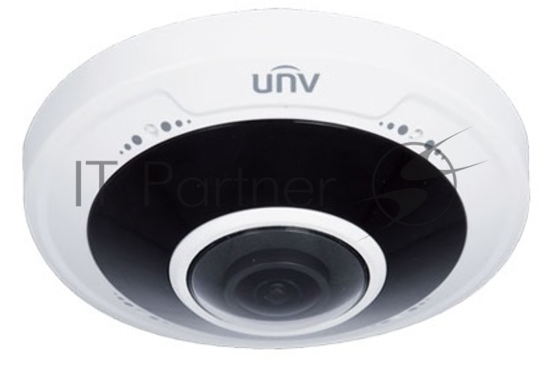 Видеокамера Uniview Fisheye IP видеокамера антивандальная 1/2.8 5 Мп КМОП @ 30 к/с, ИК-подсветка до 10м., 0.01 Лк @F2.0, объектив 1.4 мм, WDR, 2D/3D DNR, Ultra 265, H.265, H.264, MJPEG, 3 потока, 2 (