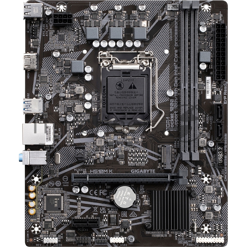 Материнская плата Gigabyte H510M K Soc-1200 Intel H510 2xDDR4 mATX AC`97 8ch(7.1) GbLAN+HDMI
