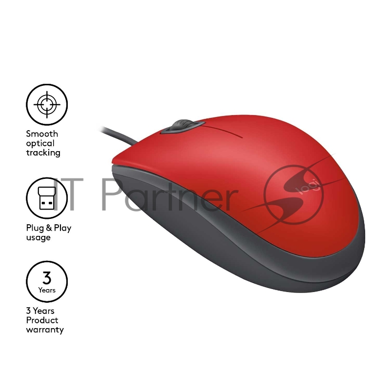 Мышь Logitech Mouse M110 Silent USB Red Ret
