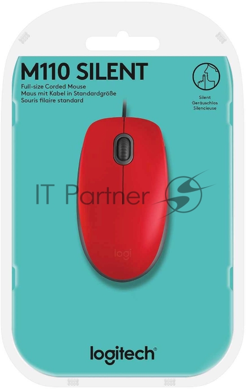 Мышь Logitech Mouse M110 Silent USB Red Ret