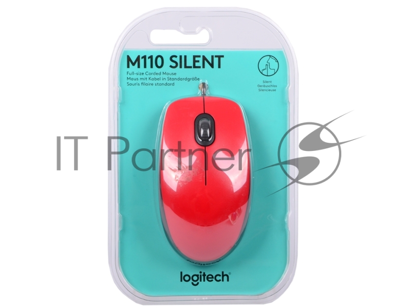 Мышь Logitech Mouse M110 Silent USB Red Ret