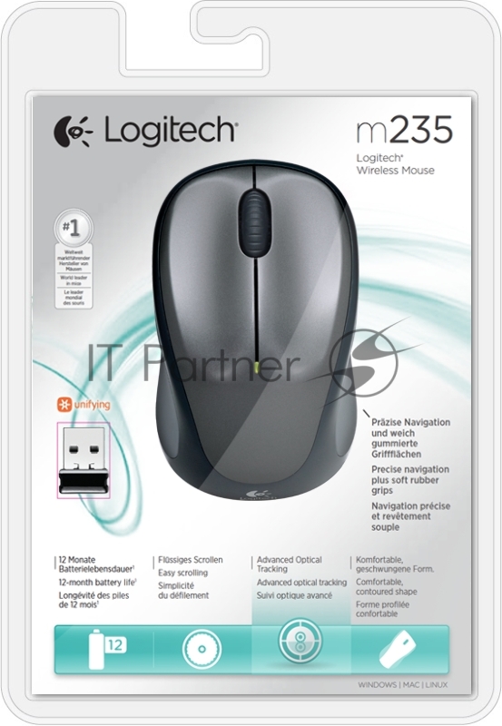 Мышь (910-002201) Logitech Wireless Mouse M235 Colt Matte