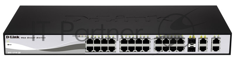 Коммутатор D-Link DES-1210-28/C2A 24x100Mb 4G управляемый