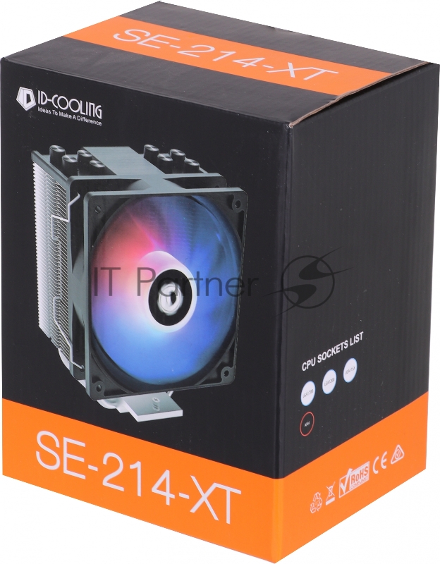 Кулер ID-COOLING SE-214-XT LGA1700/1200/115X/AM4 (16шт/кор, TDP 180W, PWM, 4 тепл.трубки прямого контакта, FAN 120mm, Dynamic Multi-Color LED) RET