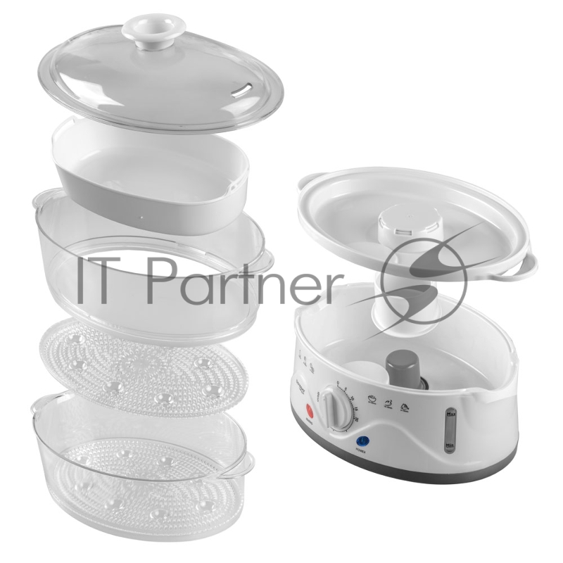 Пароварка электрическая Endever Vita-176, белый, мощность 1000 Вт, объем 5,5 л, таймер 60 минут, двойная защита, 4 шт./уп.