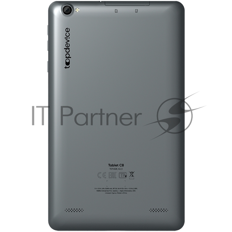 Планшет Topdevice Tablet C8, 8 (800x1280) IPS, HMS Android 11, up to 2.0GHz 4-core Unisoc Tiger T310, 3/32GB, 4G, GPS, BT 5.0, WiFi, USB Type-C, microSD card slot, Single SIM card, call function, 2.0MP front cam + 5.0MP rear cam, 5000mAh bat, grey