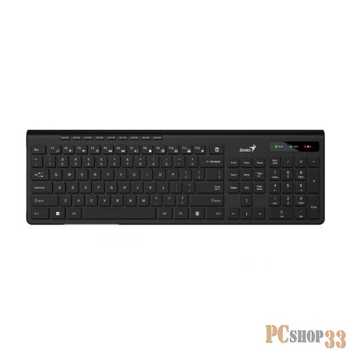 Клавиатура беспроводная мультимедийная Genius SlimStar 7230. 12 мультимедийных клавиш, тонкие клавиши, 2.4ГГц, поддержка приложения Genius Key support. Цве