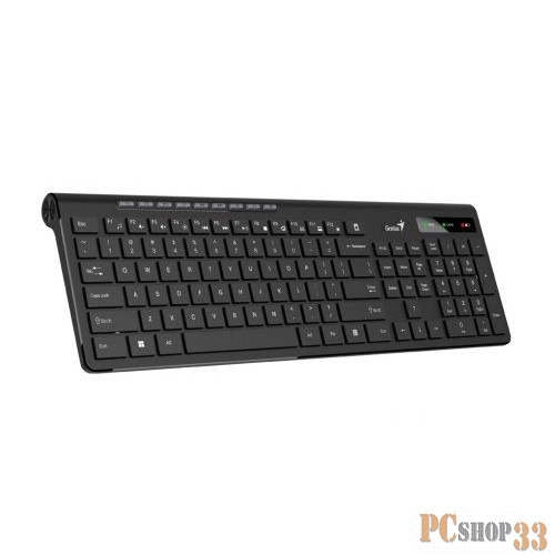 Клавиатура беспроводная мультимедийная Genius SlimStar 7230. 12 мультимедийных клавиш, тонкие клавиши, 2.4ГГц, поддержка приложения Genius Key support. Цве