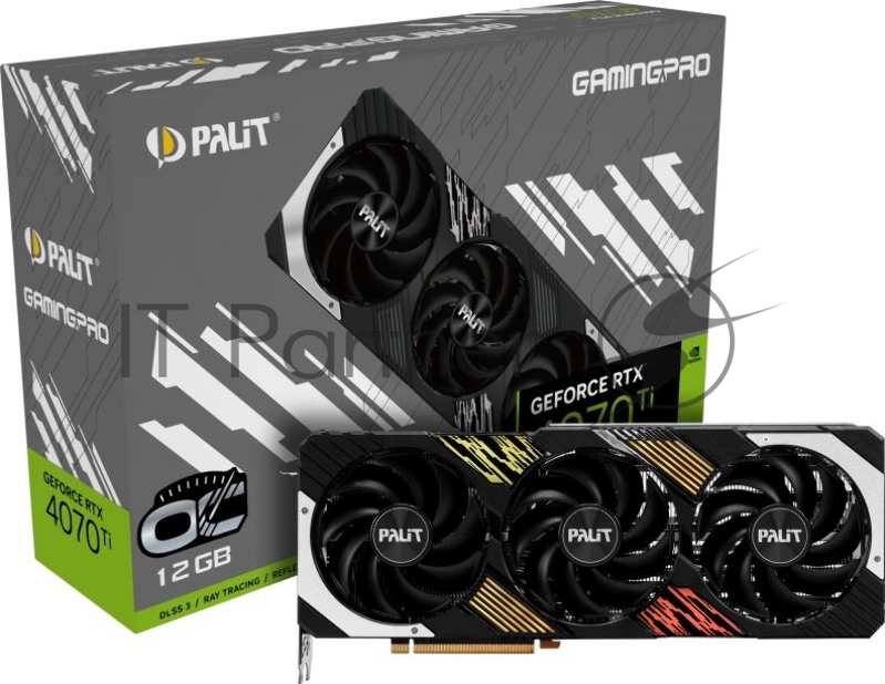 Видеокарта Palit PCI-E 4.0 RTX4070Ti GAMINGPRO OC NVIDIA GeForce RTX 4070TI 12288Mb 192 GDDR6X 2310/21000 HDMIx1 DPx3 HDCP Ret