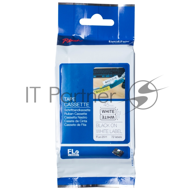 Лента для флажковой маркировки Brother Fle-2511 21мм чёрный шрифт на белом фоне