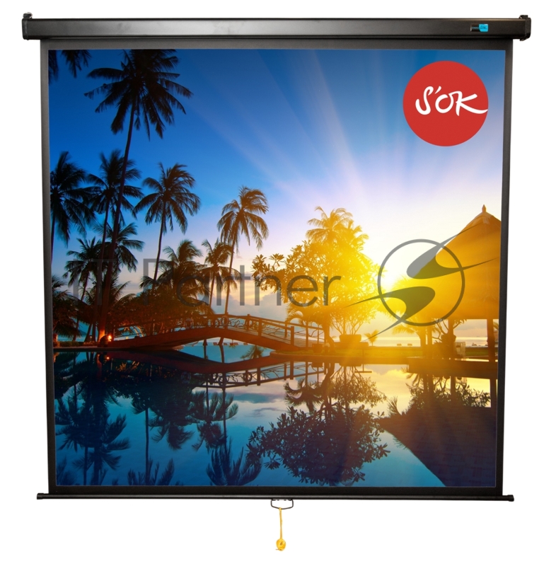 Экран Sakura 150x150см Wallscreen 1:1 настенно-потолочный рулонный белый 84 Matt White (MW), черный корпус