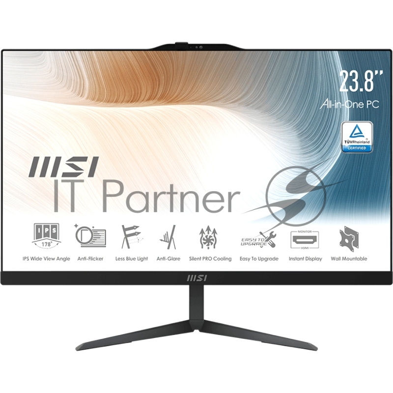 Моноблок MSI Modern AM242T 23.8(1920x1080 (матовый))/Touch/Intel Core i5 1240P(1.7Ghz)/8192Mb/512PCISSD Iris Xe Graphics/Cam/BT/WiFi/war 1y/4.65kg/Black/DOS
