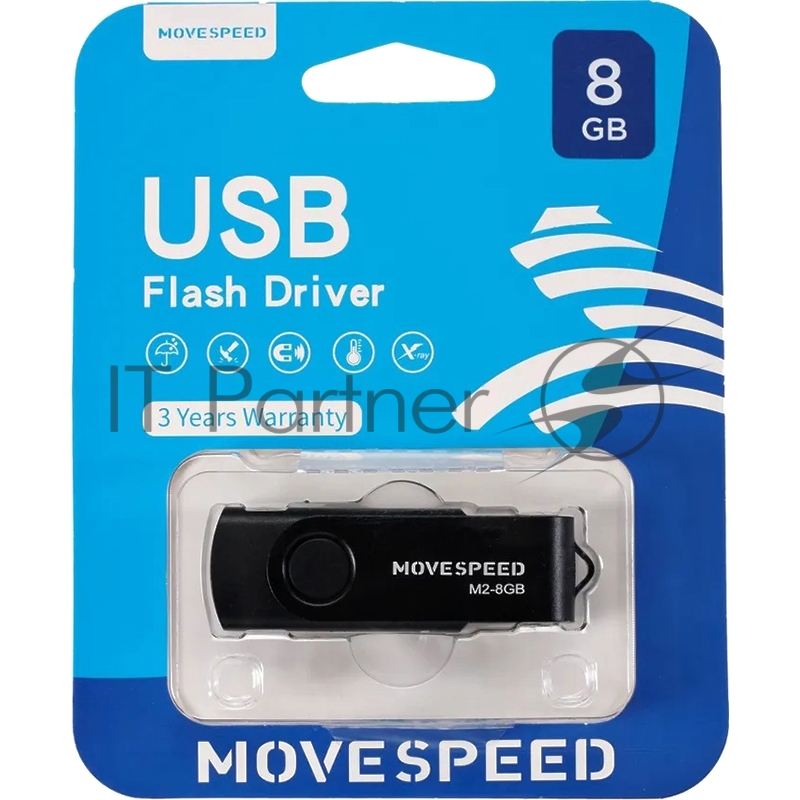 Накопитель USB2.0 8GB Move Speed M2 черный