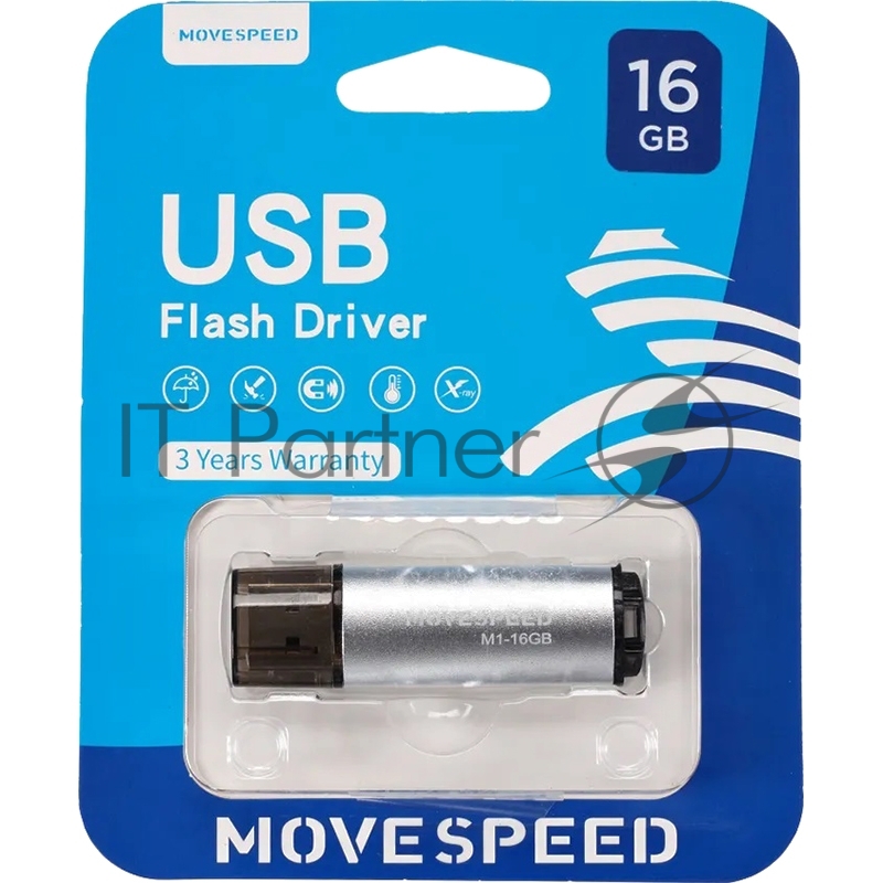 Накопитель USB2.0 16GB Move Speed M1 серебро