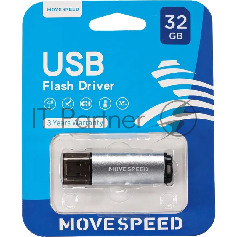 Накопитель USB2.0 32GB Move Speed M1 серебро